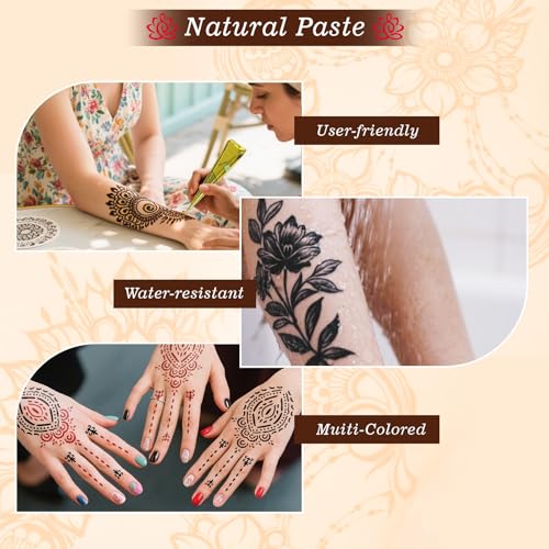 ZPTYCHZ 95 PCS Temporary Tattoo Stencil Kit - 6 Inks (3 Black, 2 Brown, 1 Red) with Gloves & Wipes