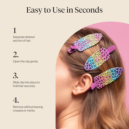 Lisa Frank x Kitsch XL Creaseless Hair Clips - 2pcs Rainbow Leopard