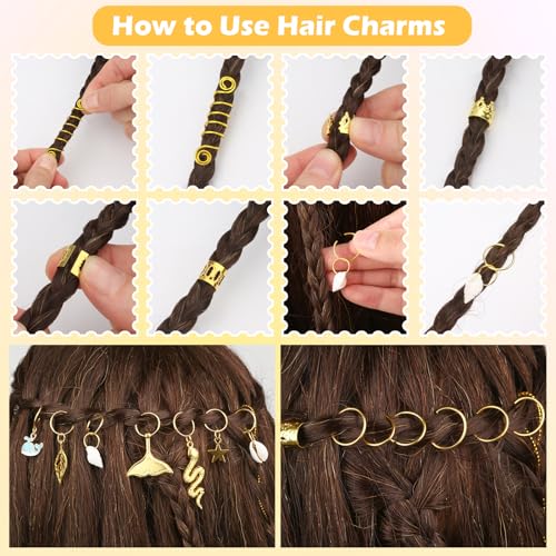 Lucomb 314 Pcs Gold Hair Jewelry Set for Braids & Locs - Women & Kids
