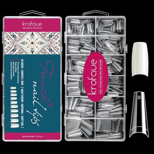 600PCS Coffin Nail Tips Set with French & Clear Designs for Nail Art & DIY