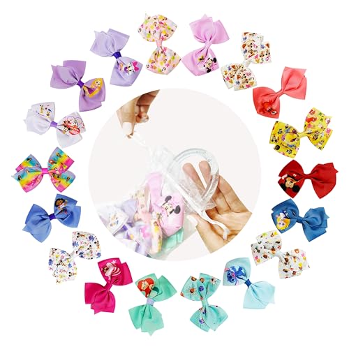 Disney 100th Anniversary Hair Accessory Set - 18pc Bow Clips for Girls