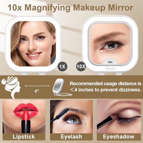 Mocado Compact Travel Makeup Mirror – 1X/10X Magnifying with Light