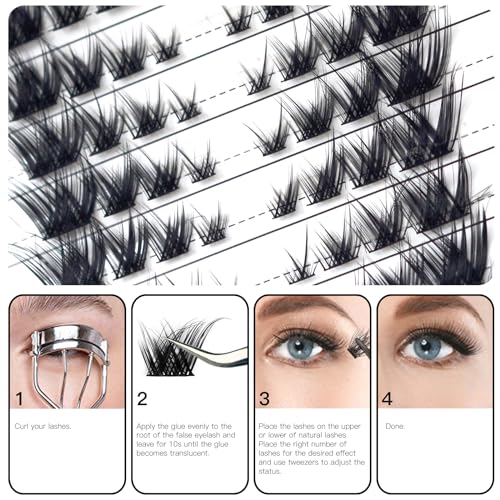 BERSHNOR 32 Pairs Individual Lash Clusters, 8-16mm DIY Faux Mink Lashes