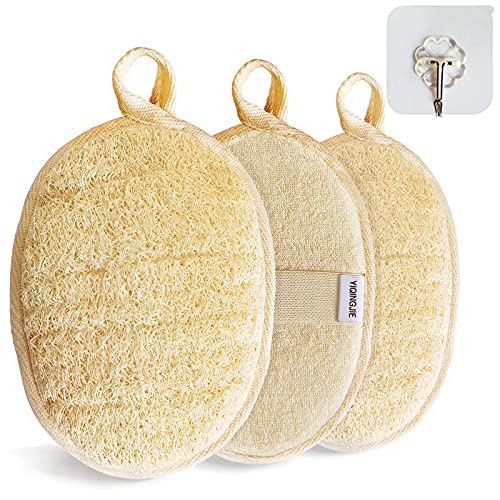 Natural Loofah Body Exfoliating Sponge 3 Pack - Eco-Friendly Bath Scrubber