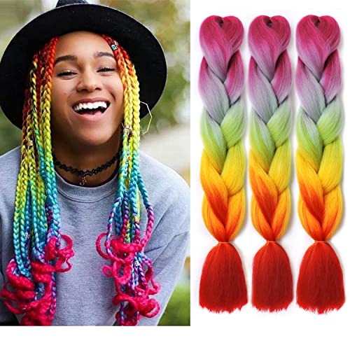 VCKOVCKO Rainbow Ombre Jumbo Braid Hair Extensions - 24"