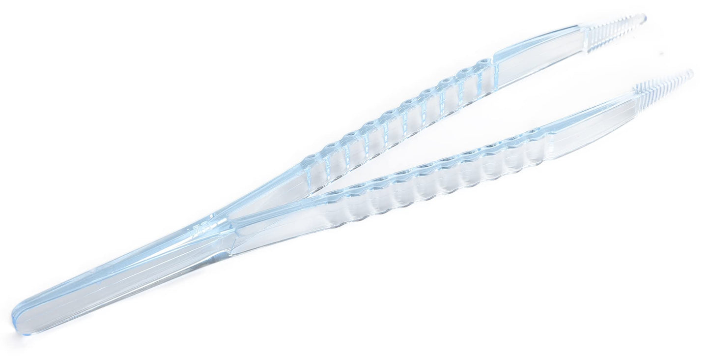 LUERFLEX Disposable Sterile Forceps Tweezers 5inch 125mm length Individually Wrapped Transparent Blue Pack of 12