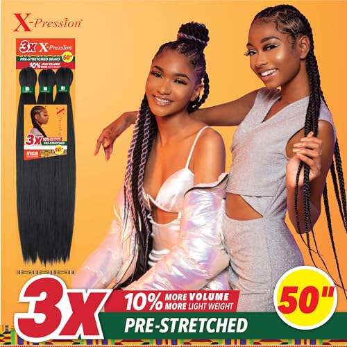 Sensationnel X-Pression Pre-Stretched Braiding Hair 50-inch - 1B Off-Black