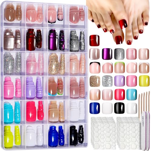 Fandamei Press On Toenails Kit - 24 Colors & French Tips