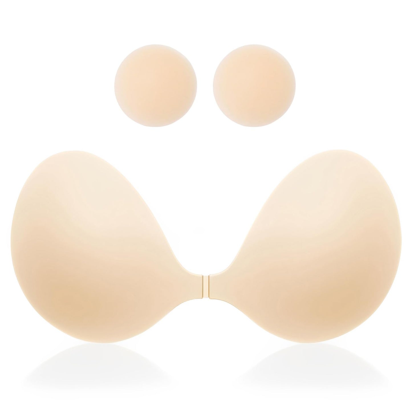 MITALOO Sticky Bra Slicone Adhesive Bra Seamless Push Up Invisible Strapless Backless Covers for Women Light Beige