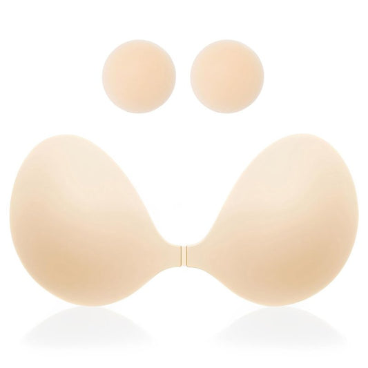 MITALOO Sticky Bra Slicone Adhesive Bra Seamless Push Up Invisible Strapless Backless Covers for Women Light Beige