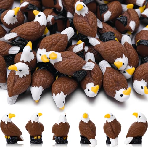 50 Mini Resin Bald Eagle Figurines for Garden & Decor