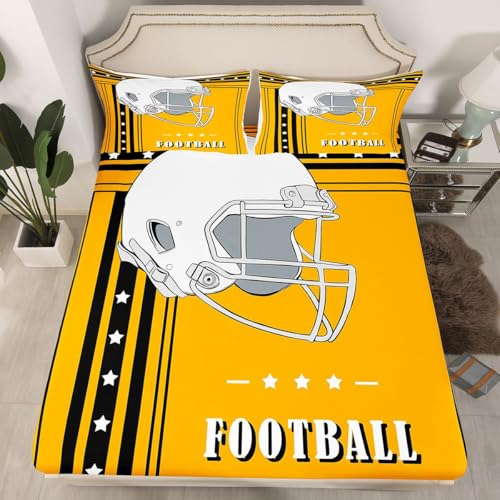 Erosebridal Full Bed Sheet Set - Yellow & Black Striped Stars