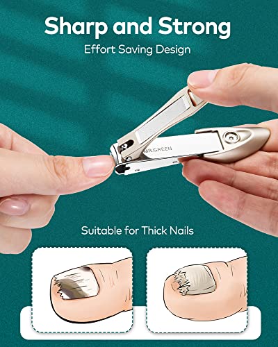 MR.GREEN Khaki 3PCS Nail Clipper Set with Anti-Splash Fingernail Clippers, Ear Pick, Glass Nail File, Leather Case