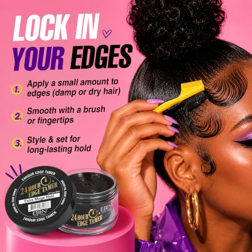 EBIN NEW YORK 1.01 Fl Oz 24 Hour Extra Mega Hold Edge Tamer - Strong Hair Gel