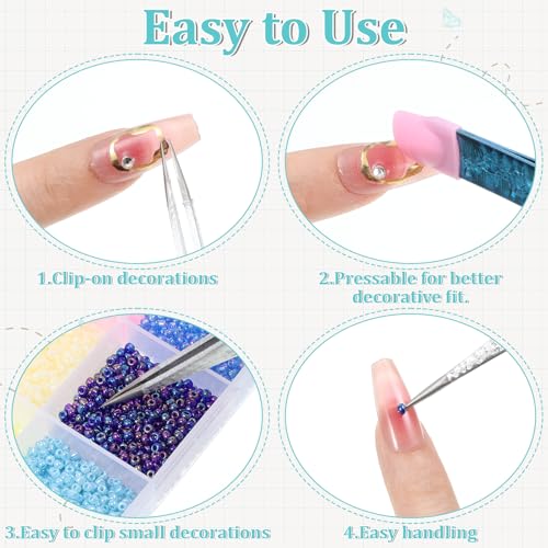 Crystal Blue Tweezer Kit - 2PCS Precision Nail & Craft Tweezers