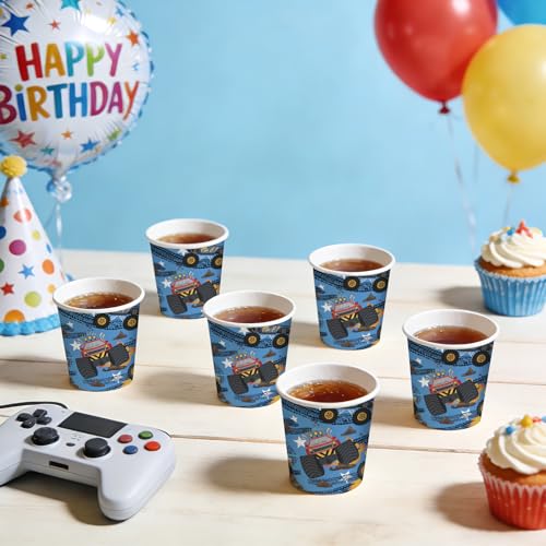 RUSPEPA Monster Truck 3oz Paper Cups - 100 Pack Disposable Party Cups