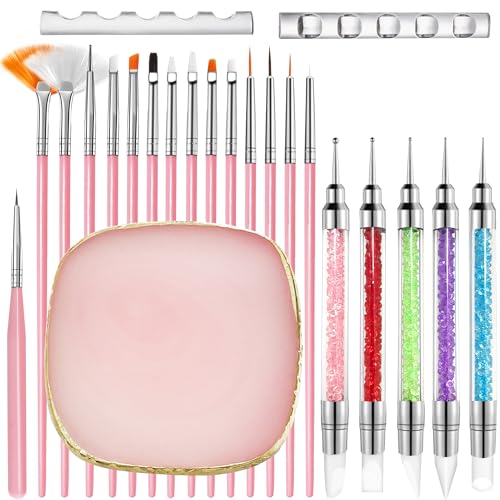 23-Piece Nail Art Tools Set with Brushes & Dotting Pens