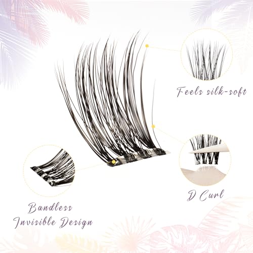 EHSZM BEAUTY Self-Adhesive Lash Clusters Natural 14mm - Easy Peel & Wear