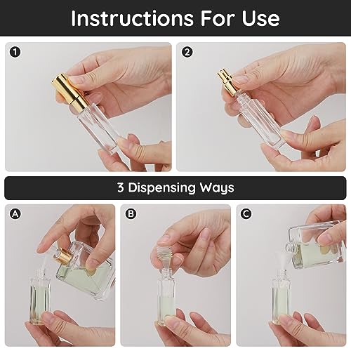 Segbeauty Clear-Gold Travel Refillable Perfume Bottles Set of 10 10ML Portable Spray