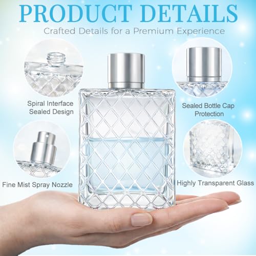 Coespewix Silver 100ML Refillable Perfume Atomizer Bottle for Travel & Gift