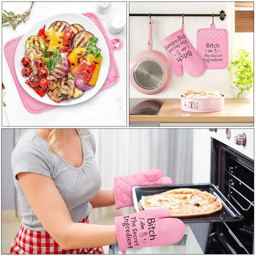 GROBRO7 6-Piece Funny Oven Mitts & Pot Holders Set - I Am The Secret Ingredient