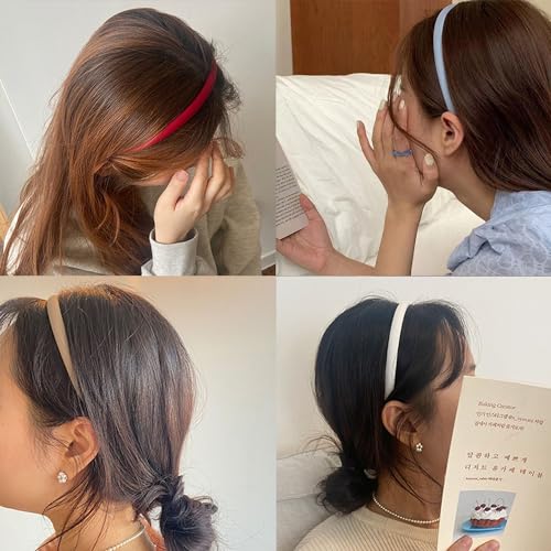 XIMA 10mm Solid Color Fabric Headbands - 12 Pack for Women & Girls
