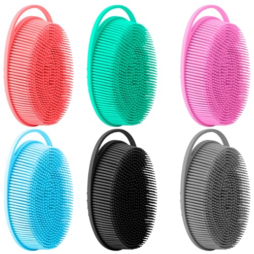 WRNZL 6-Pack Silicone Body Scrubber - Double-Sided Exfoliating Shower Loofah