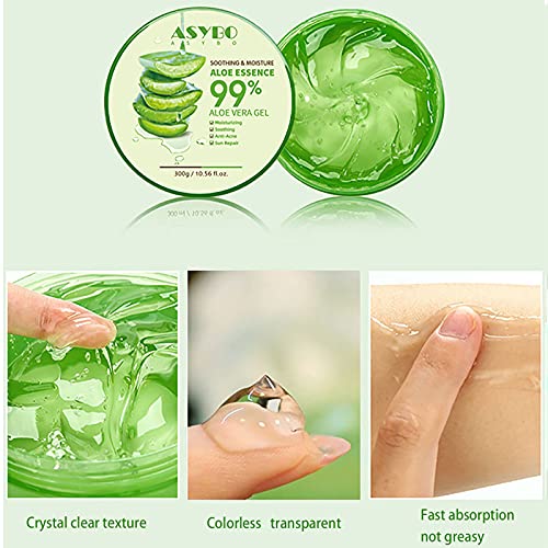ASYBO Natural Organic Aloe Vera Gel - 21.12 Fl Oz Soothing Skin & Hair Care