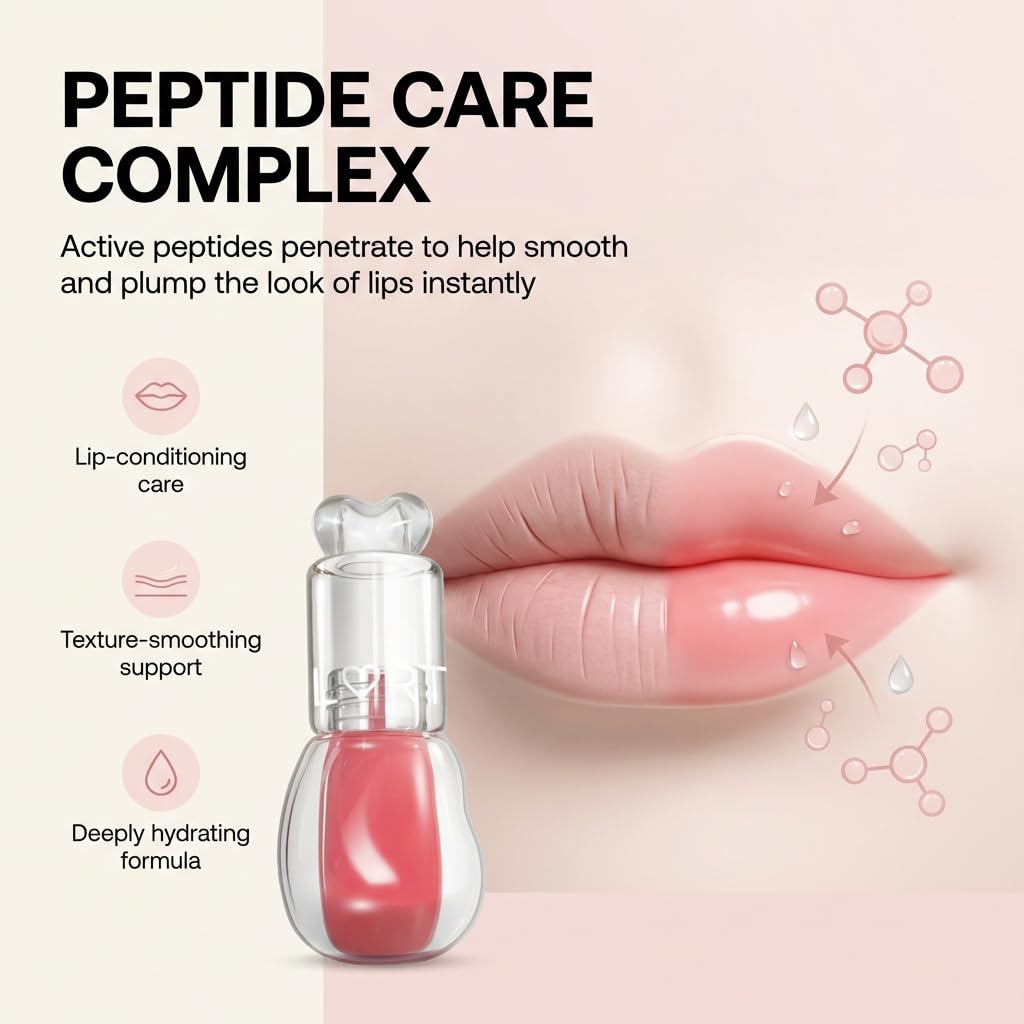 Peptide Lip Oil Gloss - Tinted Hydrating Formula with High-Pigment Shine | Heart-Shaped Cap - 03 (Cherry Melt)