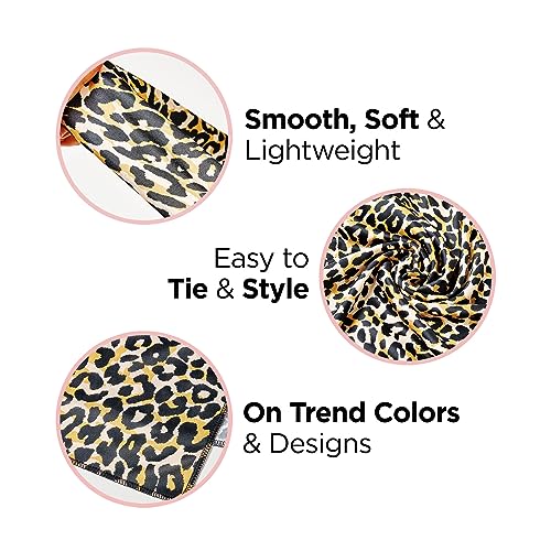 Kiss Colors & Care Satin Wrap Scarf - Leopard Print, Multi-Purpose Hair Protection