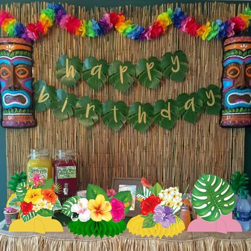Hawaiian Hibiscus Honeycomb Centerpieces - 12PCS Tropical Decor