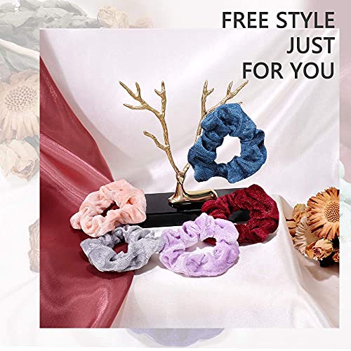 75 Pcs Velvet Hair Scrunchies - Soft Elastic Hair Ties for Women & Girls