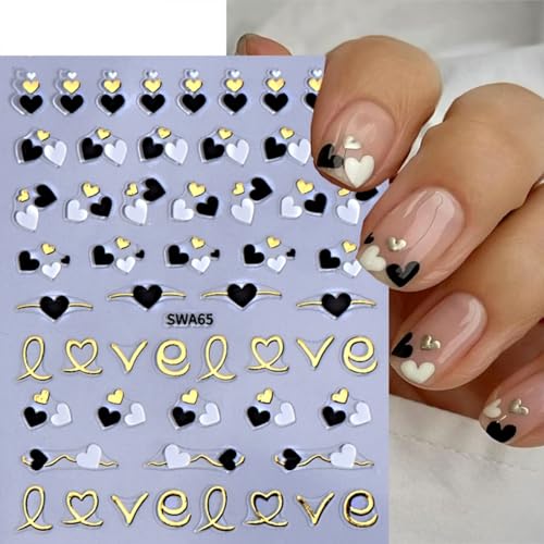 8 Sheets Valentine's Day 3D Heart Nail Art Stickers Set