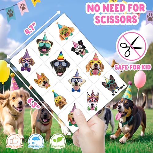 Dog Temporary Tattoos - 60PCS Waterproof Stickers for Kids & Pets