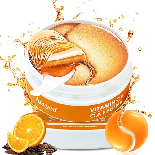 Aeryea 60 Count Vitamin C & Caffeine Under Eye Patches for Dark Circles & Puffiness - Hydrating Collagen Gel Masks for Men & Women
