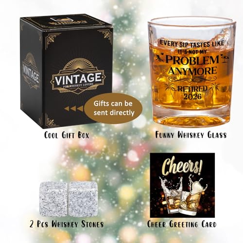 Funny Retirement Whiskey Glass for Men 2026 - Perfect Gift