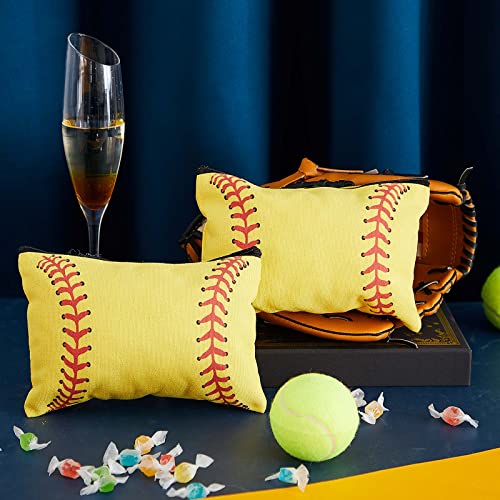 24-Pack Softball Makeup Bags for Girls - Canvas Cosmetic Pouch