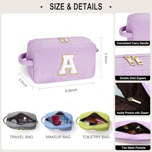 YOOLIFE Initial Travel Makeup Bag Cosmetic Bag – Blue, Teen Girl Gifts