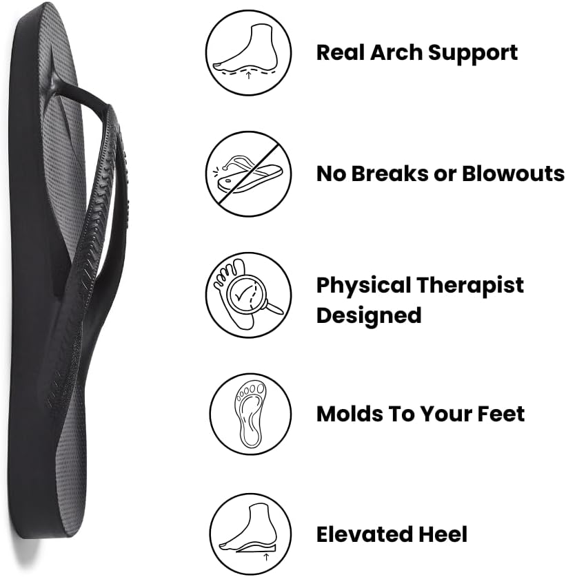 Archies Arch Support Flip Flops | Orthotic Sandals for Plantar Fasciitis Relief - Lightweight, Cushioning & Shock-Absorbing Comfort