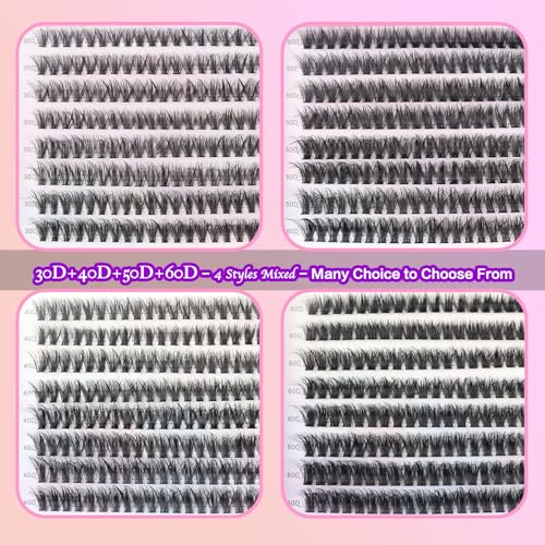 DAODER Cluster Lashes 640pcs Wispy Lash Extensions 9-13mm D Curl