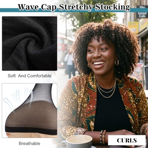 Ramede Stocking Wave Cap for Men & Women Black 100 - Wig & Hat Cap
