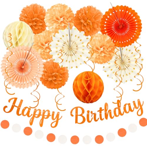 Orange Beige Birthday Decoration Kit - 20pcs Party Set for Women