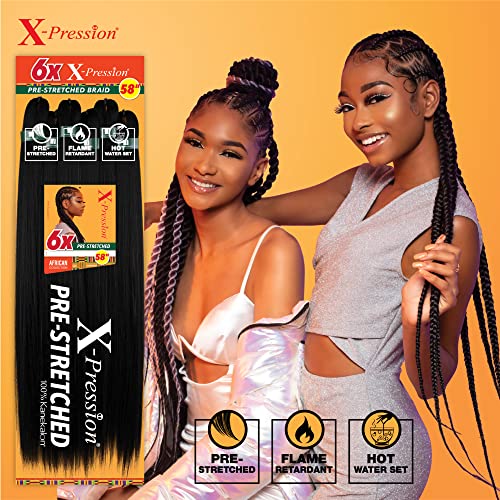 Sensationnel X-Pression Pre-Stretched Braiding Hair 58in - Jet Black 1