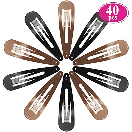 Funtopia 40 Pcs Metal No Slip Hair Clips for Women, Black & Brown, 7cm/2.8 Inch