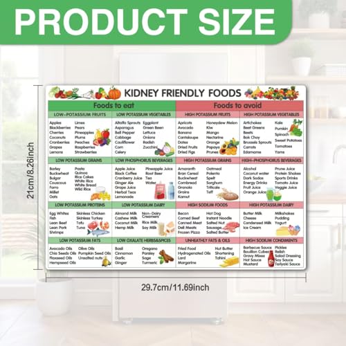Kidney Diet Food Chart - Magnetic A4 Guide for Healthy Eating