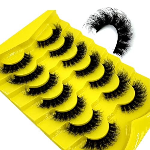 HBZGTLAD 7 Pairs 3D Mink False Eyelashes Fluffy Natural Wispy Reusable W1