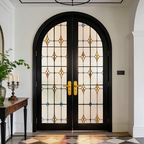 Reeded Glass Privacy Window Film - Frosted Decorative Cling 17.7x78.7 inches