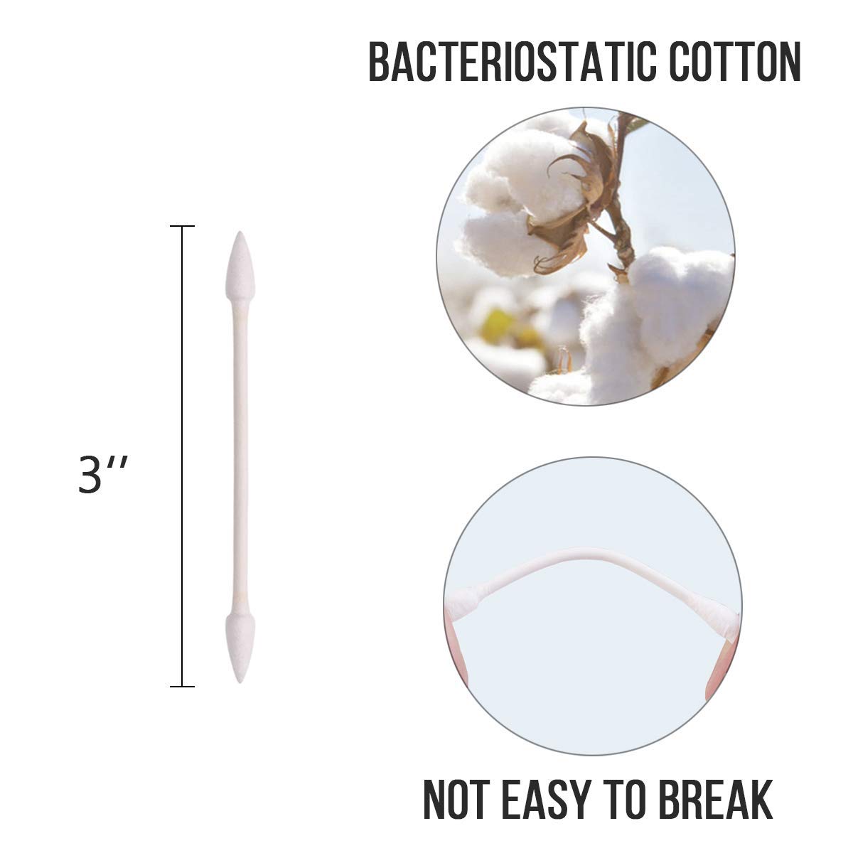 Pointed Tip Cotton Swabs 800 Pieces, Double Precision Tips with Paper Stick,Cotton Buds for Makeup Nails,4 Packs of 200 Pieces (Double Pointed)