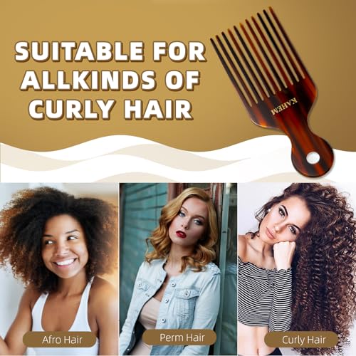 KAHEM Wide Tooth Pick Comb for Long Curly Hair - Detangling & Styling Tool