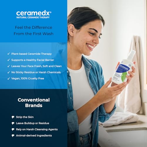 Ceramedx Gentle Foaming Facial Cleanser for Sensitive Skin, 8 oz - Unscented, Vegan